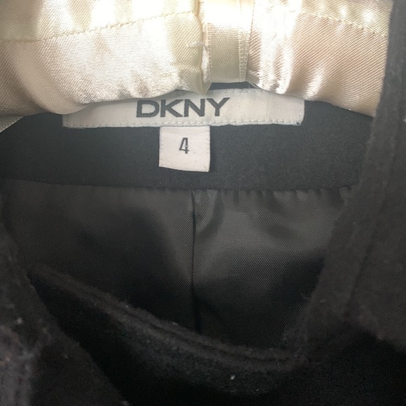 DKNY - Black wool-blend coat with belt (size 4) - Picture 2 of 10